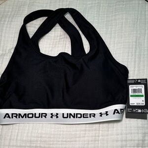 Under Armour Black Sports Bra with White Logo Band